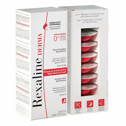 Rexaline Derma Feuchtigkeitsspendende Nachtmaske 3 ml x 6 Empfindliche Haut