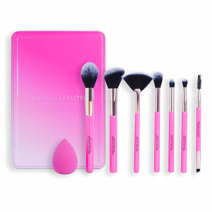 Conjunto de Pincéis de Maquilhagem Revolution Make Up The Brush Edit Cor de Rosa 8 Peças