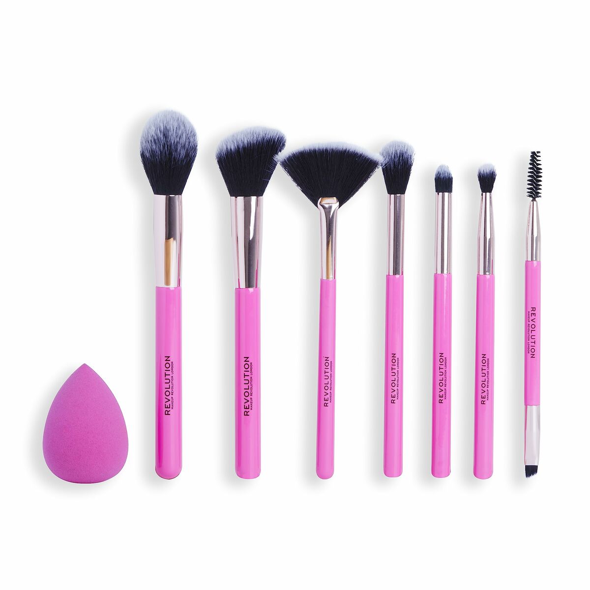 Conjunto de Pincéis de Maquilhagem Revolution Make Up The Brush Edit Cor de Rosa 8 Peças