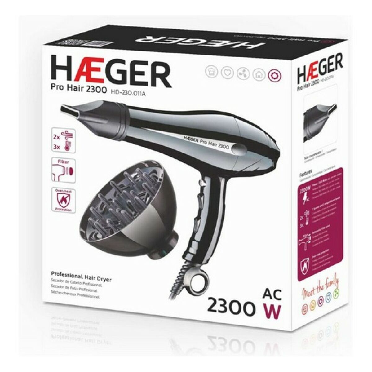 Secador de Cabelo Haeger HD-230.011B 2300 W Preto 2300 W