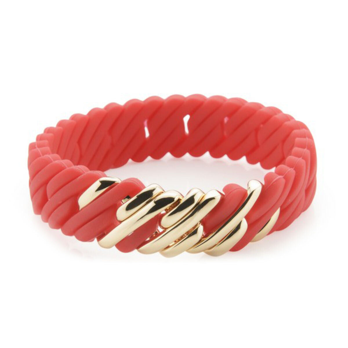 TheRubz Women's Bracelet 02-100-418 Red Silicone Stainless Steel Gold Steel/Silicone (15 mm x 18 cm)