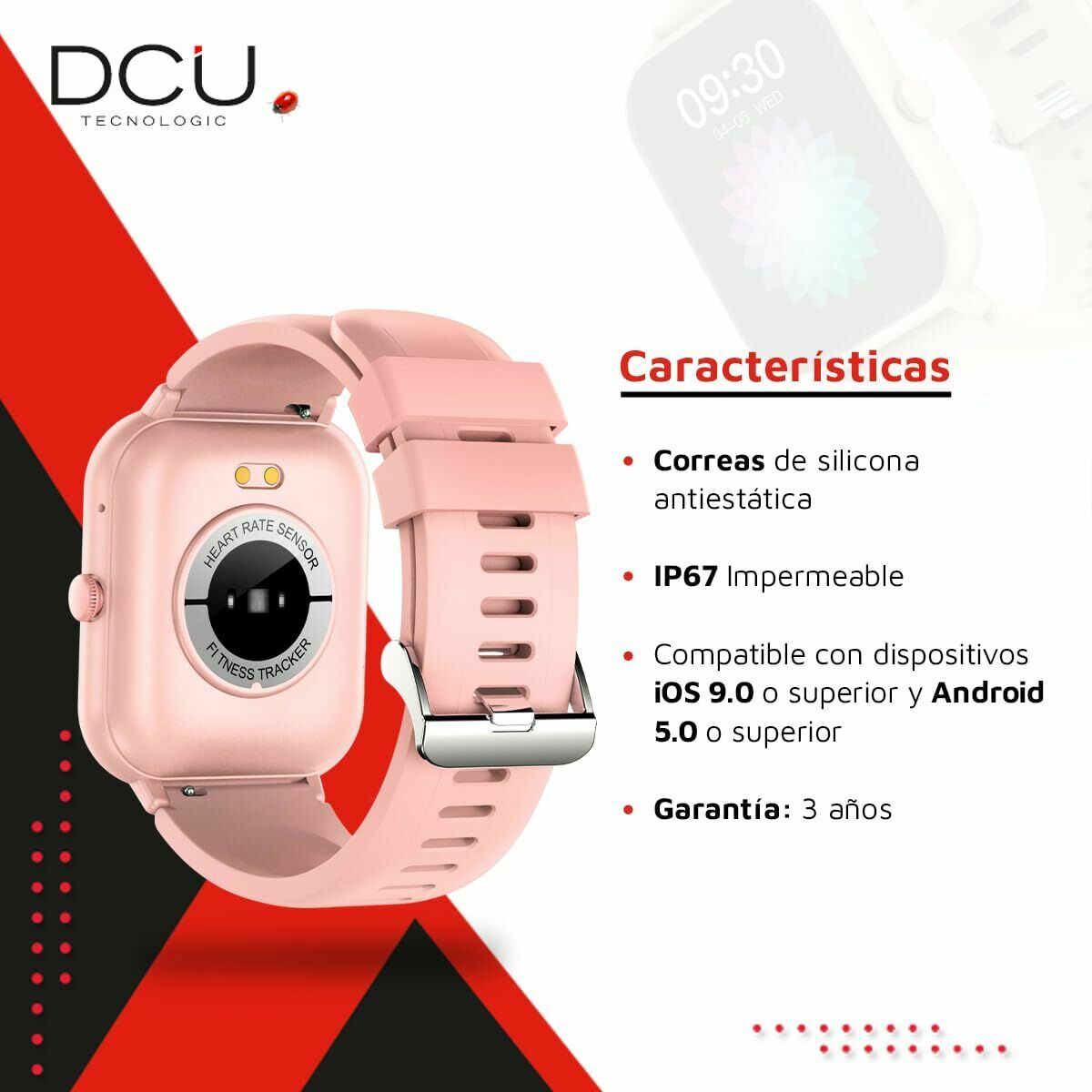 Smartwatch DCU CURVED GLASS PRO Cor de Rosa